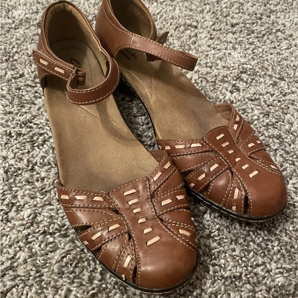Clarks Brown Leather Sandals